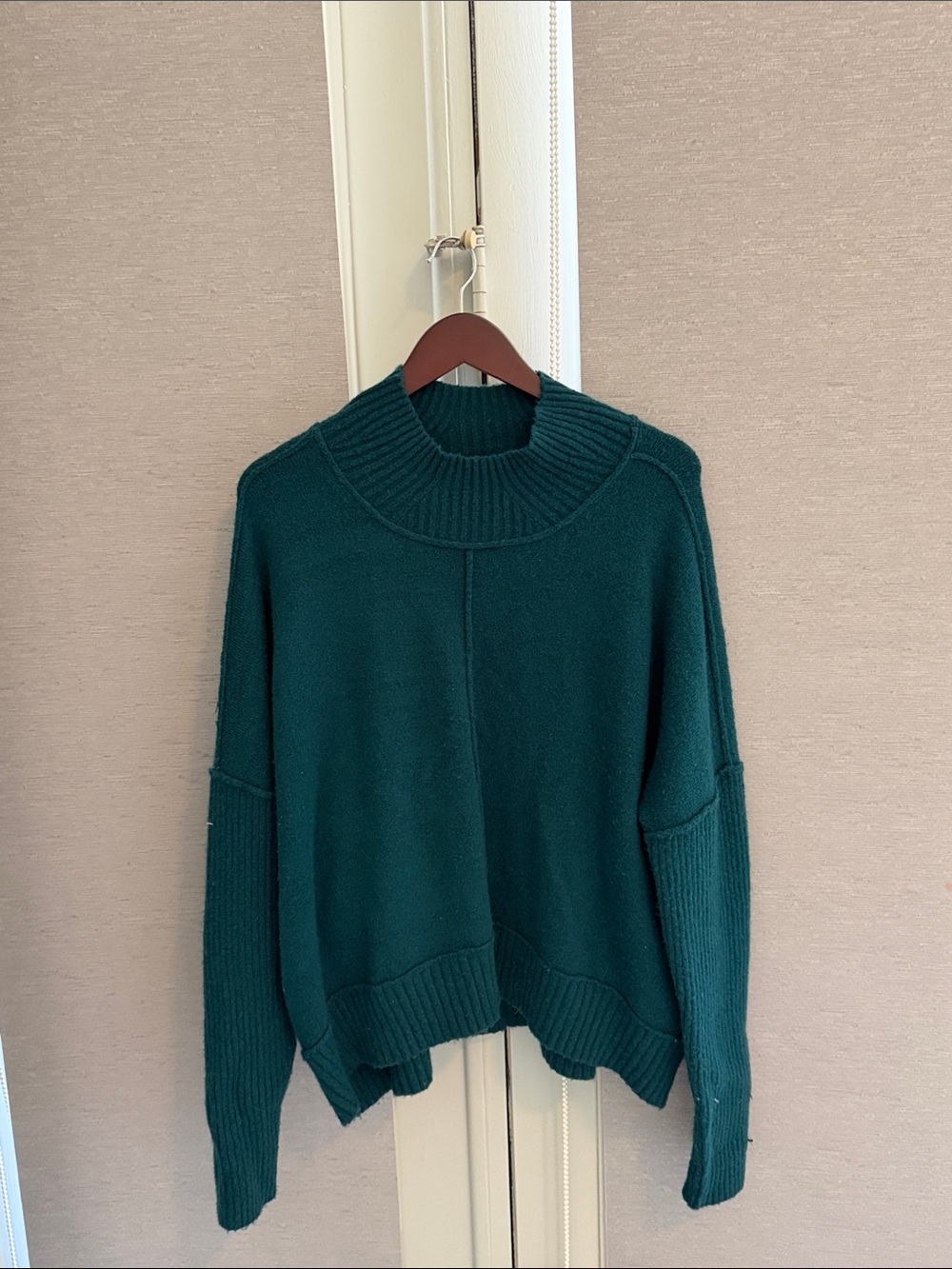 Maeve Teal Green Cozy Ribbed Crewneck Sweater
